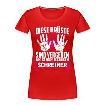 SCHREINER - Brüste - Frauen Premium Bio T-Shirt - Rot - Vorne - Mia (176cm)