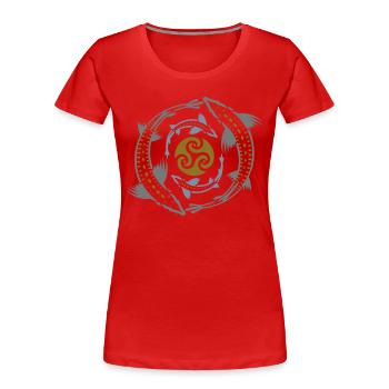 Tribal Fish - Frauen Premium Bio T-Shirt - Rot - Vorne - Mia (176cm)
