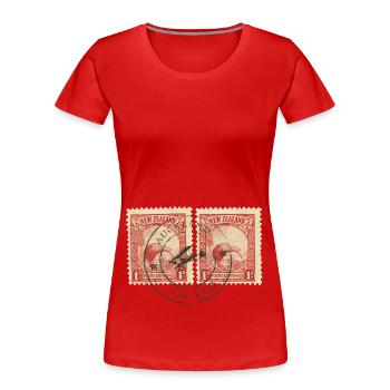 Kiwi Briefmarken - Frauen Premium Bio T-Shirt - Rot - Vorne - Mia (176cm)