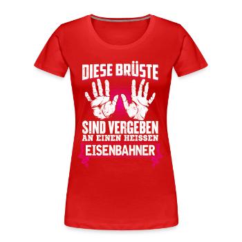 EISENBAHNER - Brüste - Frauen Premium Bio T-Shirt - Rot - Vorne - Mia (176cm)