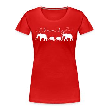Elefanten Familie Family Schriftzug weiß - Frauen Premium Bio T-Shirt - Rot - Vorne - Mia (176cm)