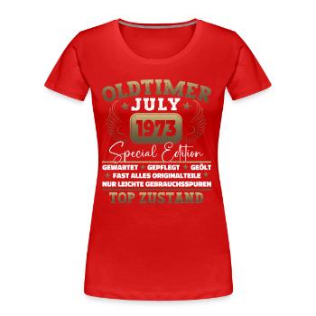 Oldtimer Juli 1973 49. Geburtstag Geschenk Herren - Frauen Premium Bio T-Shirt - Rot - Vorne - Mia (176cm)