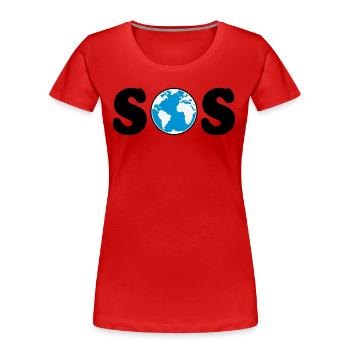 SOS – Earth Day / Klimawandel (B / 3C / SVG) - Frauen Premium Bio T-Shirt - Rot - Vorne - Mia (176cm)