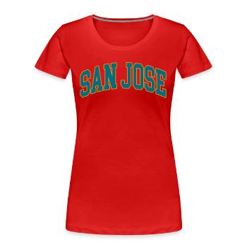San Jose - Frauen Premium Bio T-Shirt - Rot - Vorne - Mia (176cm)
