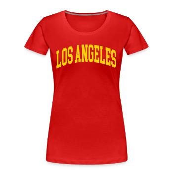 Los Angeles - Frauen Premium Bio T-Shirt - Rot - Vorne - Mia (176cm)