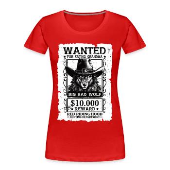 Rotkäppchen Märchen Großer Böser Wolf Grimm - Frauen Premium Bio T-Shirt - Rot - Vorne - Mia (176cm)