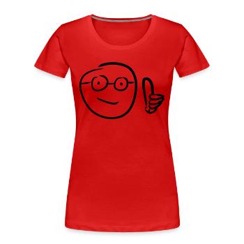 daumen hoch - Frauen Premium Bio T-Shirt - Rot - Vorne - Mia (176cm)