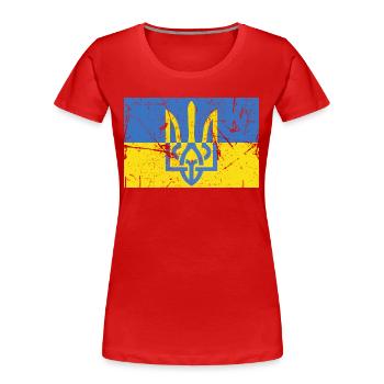 Flag of Ukraine Trident Ukraine - Women's Premium Organic T-Shirt - red - Front - Mia (176cm)