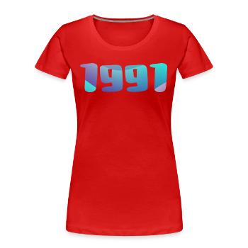 Geburtstagsgeschenk 1991 Jahrgang 1991 Retro 1991 - Frauen Premium Bio T-Shirt - Rot - Vorne - Mia (176cm)
