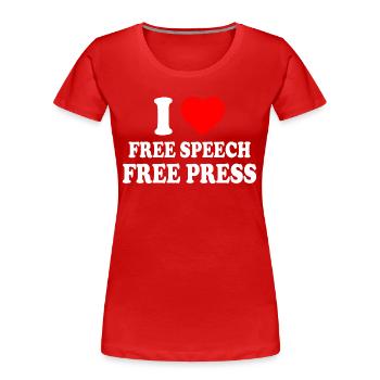 i love free speech free press - Frauen Premium Bio T-Shirt - Rot - Vorne - Mia (176cm)