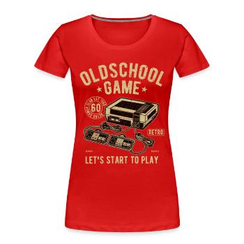 Oldschool Game Video Spiel Gamer Zocker Geschenk - Frauen Premium Bio T-Shirt - Rot - Vorne - Mia (176cm)