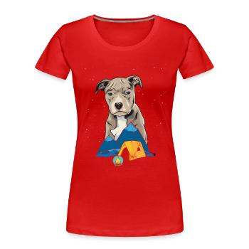 Pit Bull Terrier Pitbull Camping Camping cadeau - T-shirt bio Premium Femme - rouge - Devant - Mia (176cm)