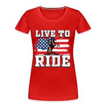 Westernreiten - Frauen Premium Bio T-Shirt - Rot - Vorne - Mia (176cm)