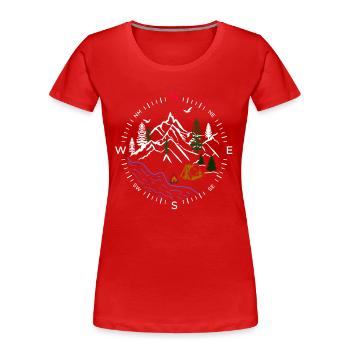 Forest Wald Kompass Fluss Zelten Zelt Wälder Natur - Frauen Premium Bio T-Shirt - Rot - Vorne - Mia (176cm)