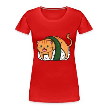 Kawaii Japanische Sushi Katzen Anime Japan - Frauen Premium Bio T-Shirt - Rot - Vorne - Mia (176cm)