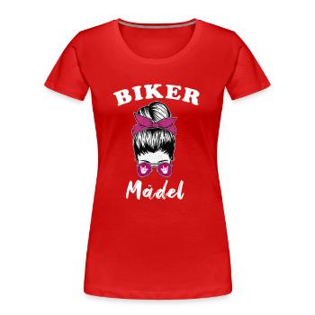 Biker Mädel Lady Motorrad Bikerin - Frauen Premium Bio T-Shirt - Rot - Vorne - Mia (176cm)