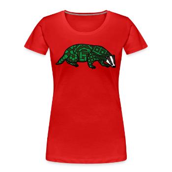 ZenDoodle « Blaireau » - T-shirt bio Premium Femme - rouge - Devant - Mia (176cm)