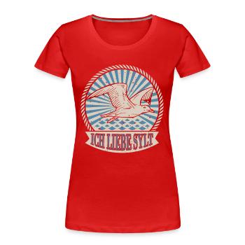 Ich Liebe Sylt Meine Insel Zum Entspannen Möwe In - Frauen Premium Bio T-Shirt - Rot - Vorne - Mia (176cm)