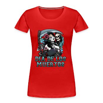 Dia De Los Muerte Halloween Kleidung Hallowenn Tee - Frauen Premium Bio T-Shirt - Rot - Vorne - Mia (176cm)