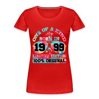 Unique Born 1999 Édition Limitée - T-shirt bio Premium Femme - rouge - Devant - Mia (176cm)