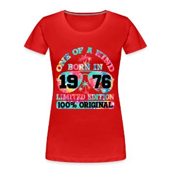 Unique Born 1976 Limited Edition - Women's Premium Organic T-Shirt - red - Front - Mia (176cm)