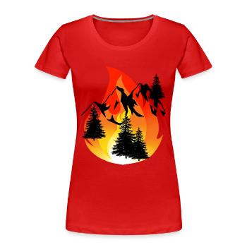 Inferno Feuer Natur Brand Naturschutz Wald Gebirge - Frauen Premium Bio T-Shirt - Rot - Vorne - Mia (176cm)