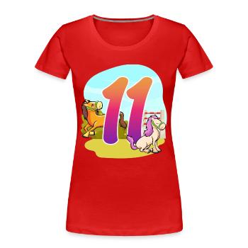 11th Birthday Riding Horse Theme Eleven Party - Women's Premium Organic T-Shirt - red - Front - Mia (176cm)