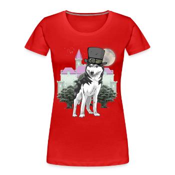 Loup Fantasy Loups Conte de fées Personnage Conte de fées Château - T-shirt bio Premium Femme - rouge - Devant - Mia (176cm)