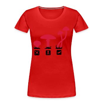 Pilze, Psylocibin Speisen Töten Fliegen - Frauen Premium Bio T-Shirt - Rot - Vorne - Mia (176cm)