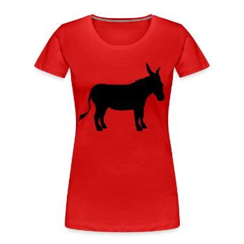 âne cheval poney petit packelsel longues oreilles ferme - T-shirt bio Premium Femme - rouge - Devant - Mia (176cm)