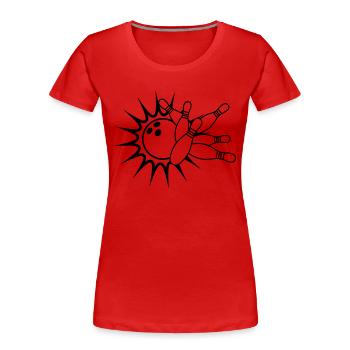 bowling pins overturn strike hit sport club team c - Women's Premium Organic T-Shirt - red - Front - Mia (176cm)