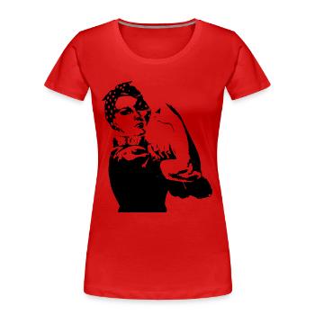 Frauenpower Retro Women Shirt - Frauen Premium Bio T-Shirt - Rot - Vorne - Mia (176cm)