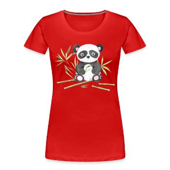 Cute Panda Baby Asia China Japan Panda Bear Bear - Women's Premium Organic T-Shirt - red - Front - Mia (176cm)