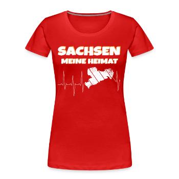 Sachsen meine Heimat - Frauen Premium Bio T-Shirt - Rot - Vorne - Mia (176cm)