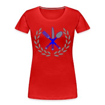 besteck kochen - Frauen Premium Bio T-Shirt - Rot - Vorne - Mia (176cm)