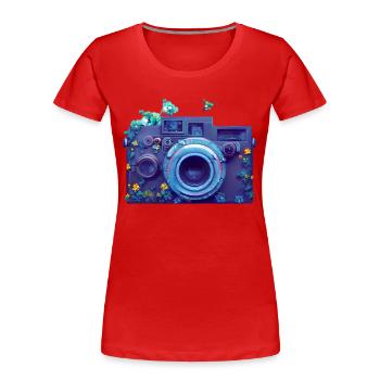Photographe Appareil photo Photographes Photographie drôle - T-shirt bio Premium Femme - rouge - Devant - Mia (176cm)