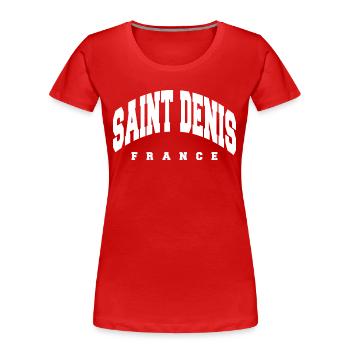 Saint Denis - Frauen Premium Bio T-Shirt - Rot - Vorne - Mia (176cm)