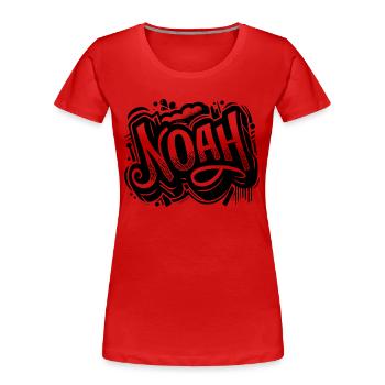 Noah Surname First Name Graffiti - Women's Premium Organic T-Shirt - red - Front - Mia (176cm)