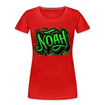 Noah Name Graffiti Green - Women's Premium Organic T-Shirt - red - Front - Mia (176cm)