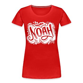 Noah Surname First Name Graffiti - Women's Premium Organic T-Shirt - red - Front - Mia (176cm)