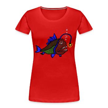 Anglerfisch - Frauen Premium Bio T-Shirt - Rot - Vorne - Mia (176cm)