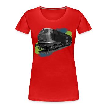 Lokomotive DB216 - Frauen Premium Bio T-Shirt - Rot - Vorne - Mia (176cm)