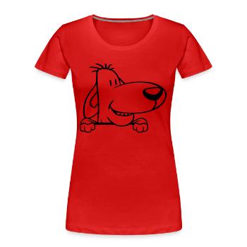 chien derrière le mur clôture signe peeps drôle coquin - T-shirt bio Premium Femme - rouge - Devant - Mia (176cm)