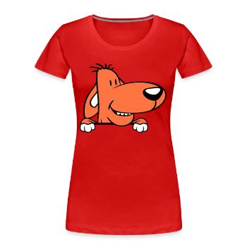chien derrière le mur clôture signe peeps drôle coquin - T-shirt bio Premium Femme - rouge - Devant - Mia (176cm)