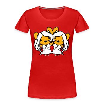 2 Bunnies Girls Pretty Girls Women Bunny Small - Women's Premium Organic T-Shirt - red - Front - Mia (176cm)