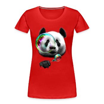 PANDA BUBBLEMAKER - Women's Premium Organic T-Shirt - red - Front - Mia (176cm)