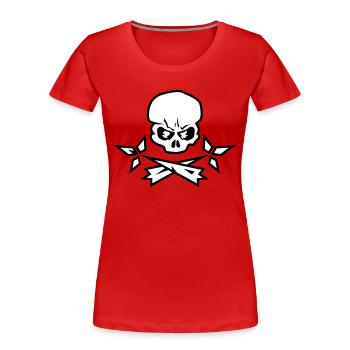 tete de mort crane symbole hermine bretagne - T-shirt bio Premium Femme - rouge - Devant - Mia (176cm)