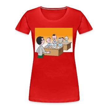 Schüler in der Klasse in der Schule - Frauen Premium Bio T-Shirt - Rot - Vorne - Mia (176cm)