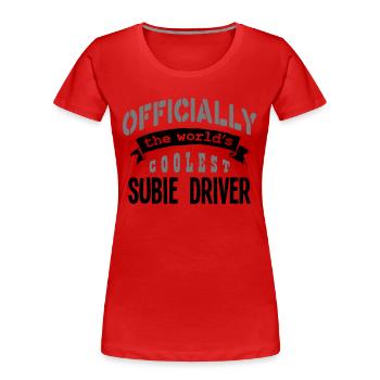 pilote subie officiellement les mondes coole - T-shirt bio Premium Femme - rouge - Devant - Mia (176cm)