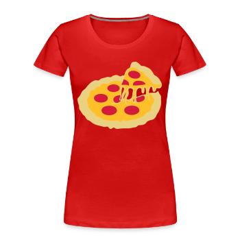 hot hunger cheese hunger piece salami pizza delici - Women's Premium Organic T-Shirt - red - Front - Mia (176cm)
